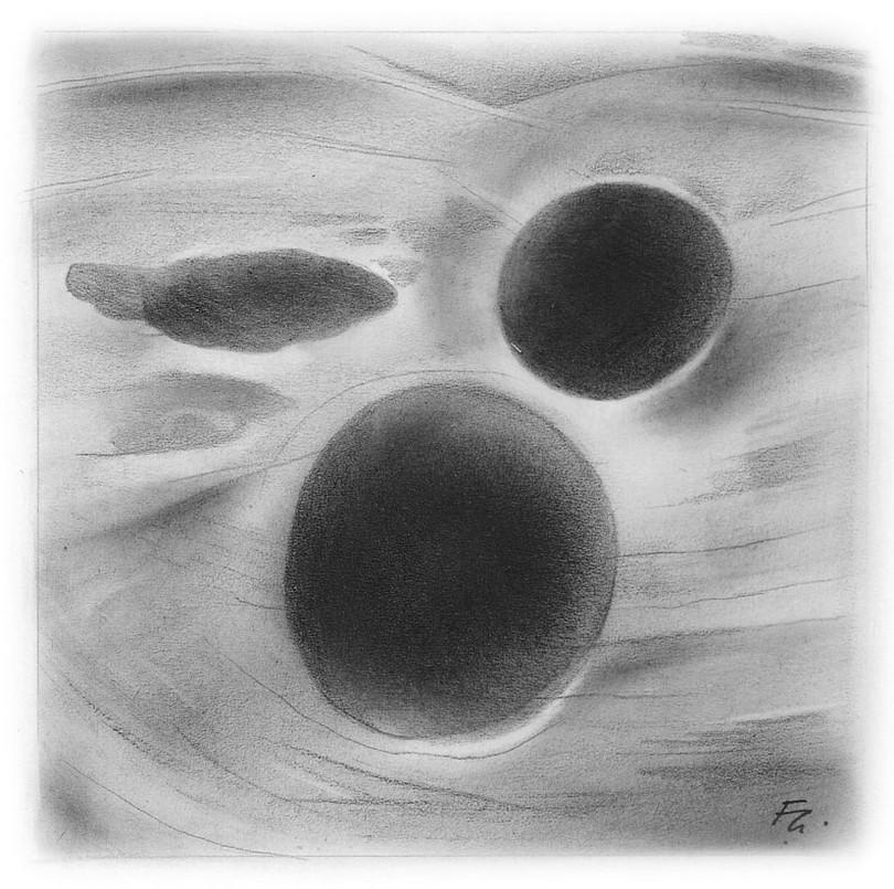 Figure 4-2: A drawing of an ultrasound scan of a cyst showing the typical black appearance. Note the white line underneath and the normal tissue flowing over the lump. The fluid removed from the cyst is typically greenish and is sometimes thick.